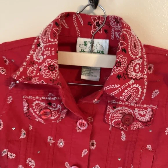 Quacker Factory Red Paisley Jacket Toddler Girls Size 4T Western Rare - Picture 3 of 9